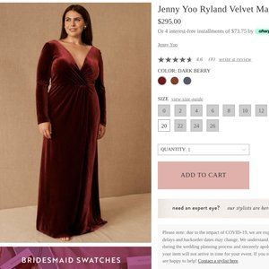 Gorgeous Jenny Yoo Ryland Formal Gown- Plus Size Floor Length Velvet Gown (16)